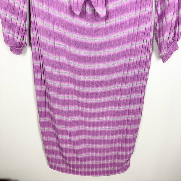 Fashion Nova Bow Ribbed Long Sleeve Midi Bodycon Dress Lavender Purple Size 1X - Picture 6 of 7